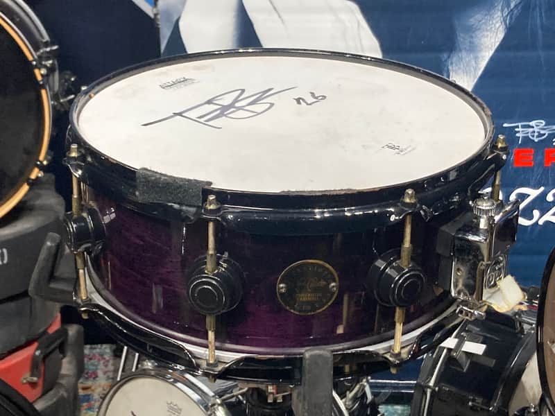 Terry Bozzio's DW - 5.5x13" Craviotto Solid Shell Snare Drum - Transparent Purple Lacquer - Autographed! image 1