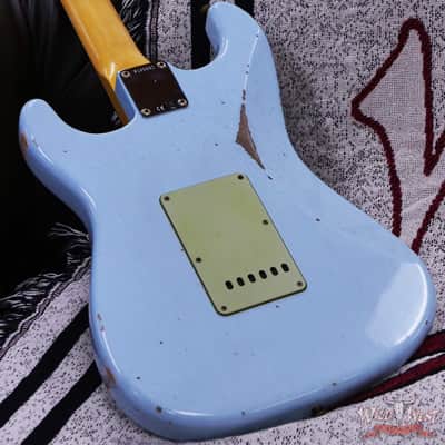 Fender Custom Shop 1962 Stratocaster Hand-Wound Pickups AAA Dark Rosewood Slab Board Relic Sonic Blue image 12