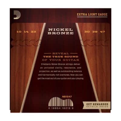 D'Addario NB1047 10-47 Nickel Bronze Acoustic Extra Light - Acustic Guitar Strings image 2