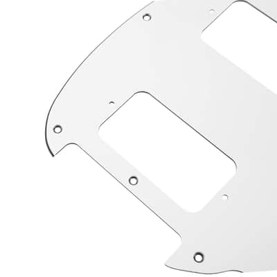 1Pcs Yootones HH 9 Holes Round Corner Guitar Pickguard 2 Humbuckers Compatible with Squier Bullet Series Mustang Electric Guitar (3Ply White) image 4