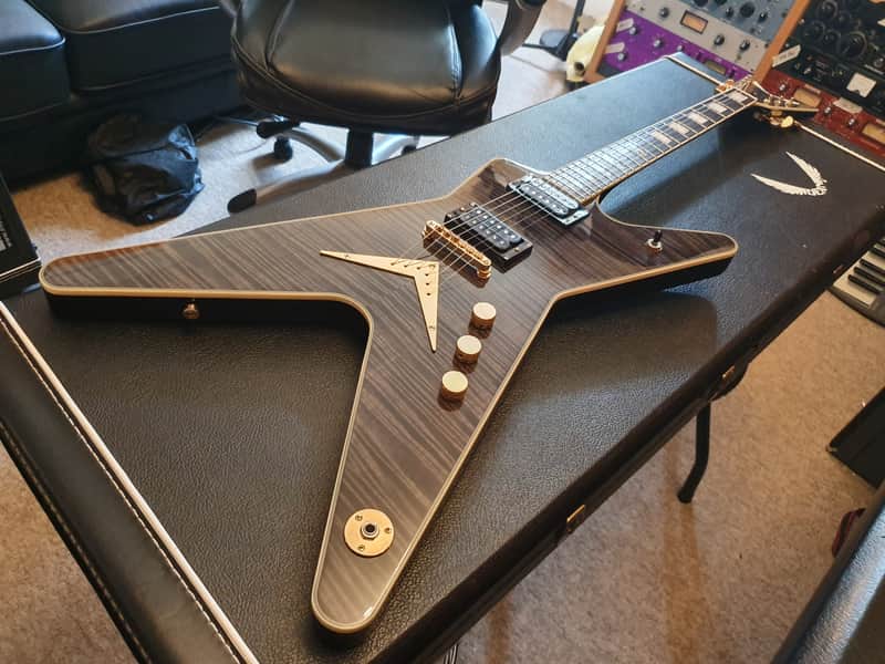 RARE Dean Limited Edition Black Gold ML Trans Black AAA Flame Top