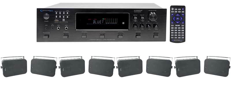 Immagine Technical Pro 6000w (6) Zone, Home Theater Bluetooth Receiver+(8 6.5" Black Speakers - 1