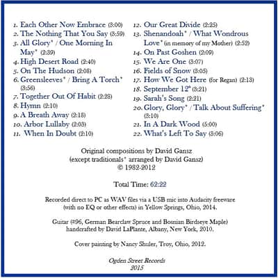 "Approaches to the Silence and the Light," Solo Guitar CD by David Gansz image 2