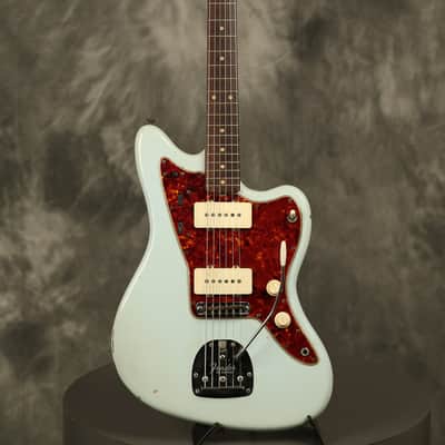 RARE custom color 1962 pre-CBS Fender Jazzmaster w/SLAB BOARD original SONIC BLUE over Sunburst image 2