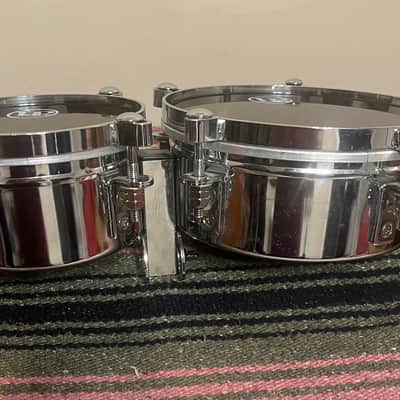 Latin Percussion LP845-K Mini 6/8" Timbale Set with Mount 2010s - Chrome over Steel image 2