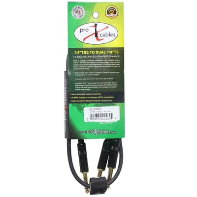 ProX XC-SYP03 3' 1/4" TRS-M Stereo to Dual 1/4" TS-M Unbalanced High Performance Audio Y Cable image 2