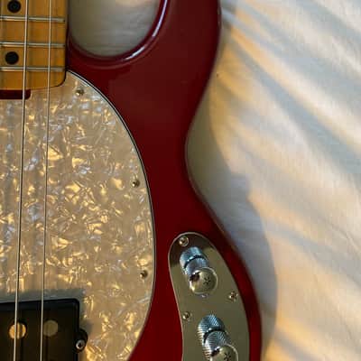 1988 Erine Ball Music Man Stingray Bass 1988 - Translucent Red - 4-Bolt, 2-Band EQ (with Extras!) image 8