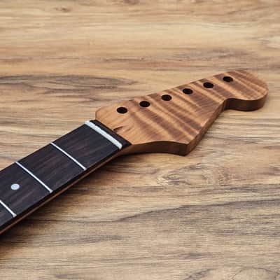 Stratocaster Compatible Roasted Flame Maple and Rosewood Guitar Neck Satin image 4