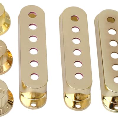 Purple Strat-Style Single Coil Pickup Covers & Knob Set | ST 6-Hole Covers (48/50/52mm), 1 Volume, 2 Tone, Switch Tip image 1