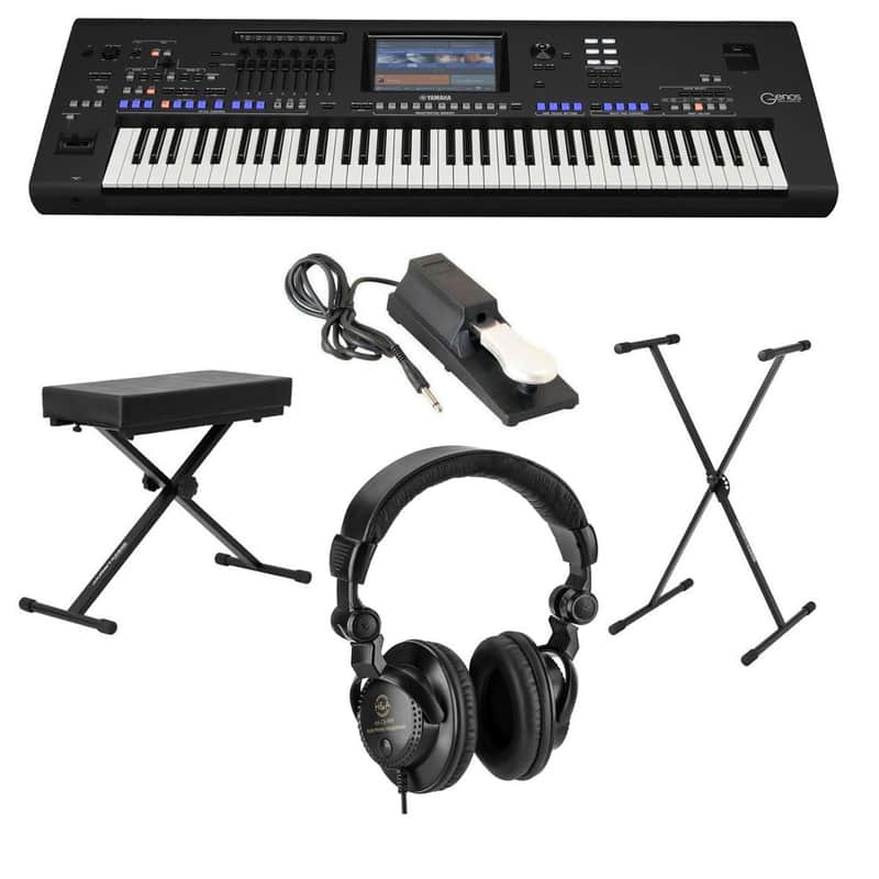 Yamaha Genos 76-Key Flagship Arranger Workstation Keyboard - Bundle with Ultimate Medium X-Style Keyboard Bench, H&A Studio Monitor Headphones, Ultimate X-Style Stand, Keyboard Sustain Pedal image 1