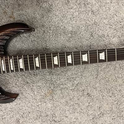 Oldmusic Brilliant Flame 🔥 Neck Through Electric Guitar Relic Stratocaster superstrat Djent machine Shred solid body Boutique Unique Metal machine powerful output High gain Lightweight strat Rosewood image 4