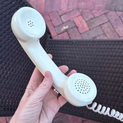 WHITE vintage TELEPHONE Microphone with 1/4" cable! MIC in MOUTHPIECE image 2