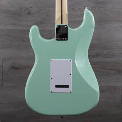 Squier FSR Affinity Series Stratocaster Laurel Fretboard White Pickgaurd Surf Green image 5