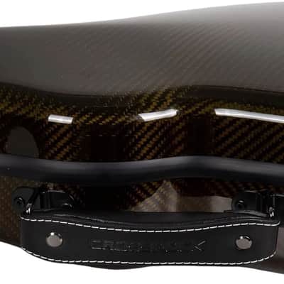 Crossrock Air Carbon Mandolin Case for F-Style (Fits Gibson F5) | Gloss 3K Carbon Weave Finish in Luxe Gold, TSA Lock, Backpack Straps, Dust Cover – Elite Flight Case image 4