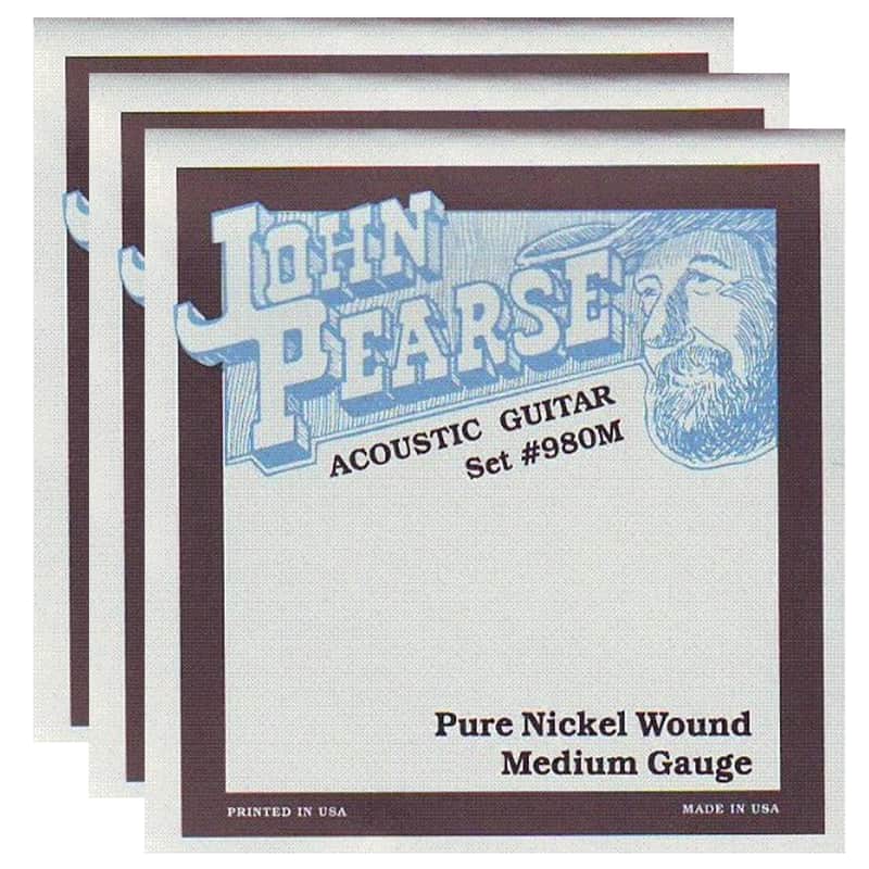 John Pearse Acoustic Strings Pure Nickel Medium 13-57 (3 Pack Bundle) image 1