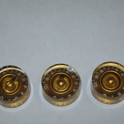 THREE used kind of relic'ed genuine Gibson GOLD SPEED KNOBS (ONLY 3 of the 4 knobs from PRSK-020 set are for sale) from 1990s image 9