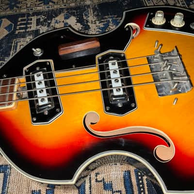 1970s Ventura Violin Bass Japan Sunburst FujiGen Teisco MIJ Hollow Body image 12