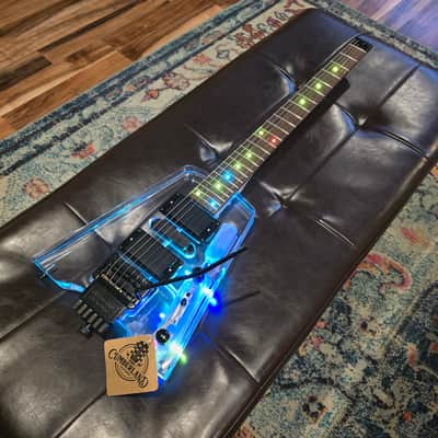Headless Transparent Lucite LED Light Show Wedge Guitar w/Tremolo image 2
