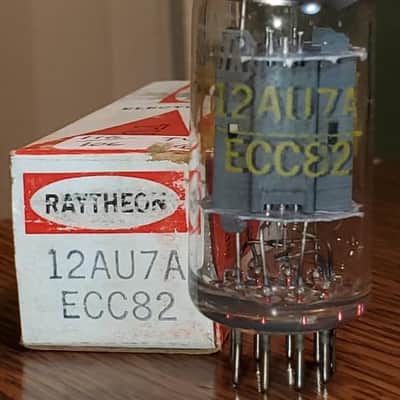 12AU7A Raytheon NOS/NIB Tall Grey Plates/Halo Getter MaxiPreamp2/TV-7 Tested image 1