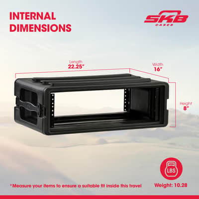 SKB Shallow Rack 3U - Roto-Molded for Durability & Impact Resistance, Waterproof & Stackable Design, with Twist Latches & Rubber Feet - Ideal for Secure Equipment Storage & Transport, Black image 3