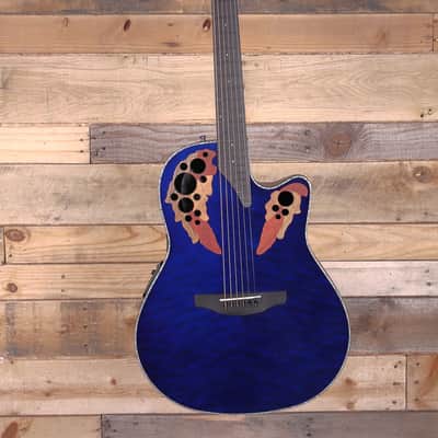 Ovation Celebrity Elite Plus CE44P-8TQ-G Acoustic/Electric Guitar Trans Blue Quilt Bild 4