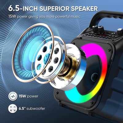 Karaoke Machine, Portable Bluetooth Speaker with 2 Wireless Microphones for Adults & Kids with Lights, Karaoke Microphone with PA System Supports USB/TF/REC/FM/AUX for Home Party Home System Packages image 4