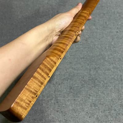 Roasted flame maple 20 fret Fretless J Bass guitar Neck parts 4 string 34inch image 5