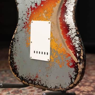 Fender Custom Shop 1965 Stratocaster Super Heavy Relic Electric Guitar - Super Faded Aged Firemist Silver over 3-Color Sunburst with Hardshell Case image 15
