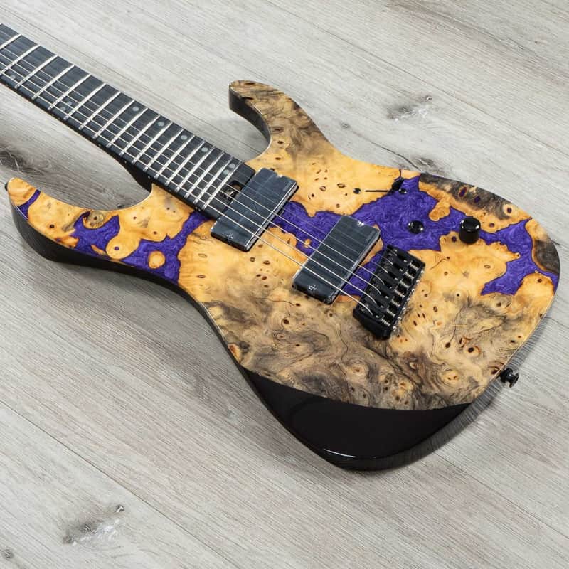 Mint Legator Ninja X7F Multi-Scale 7-String Guitar, California Buckeye Burl, Fishman Set, Royal Purple image 1