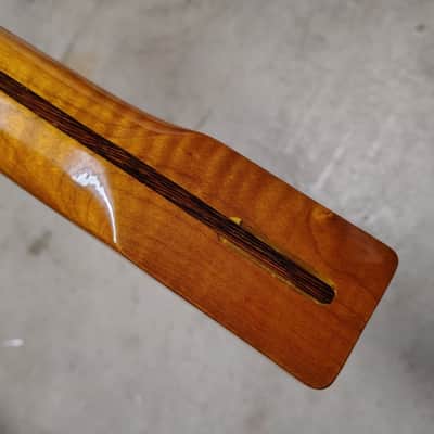 Flame Roasted Maple Tele Neck fits fender Telecaster body 21 frets 50s Gloss image 10