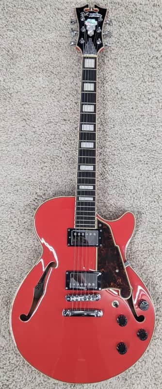 D'Angelico Premier SS Single Cutaway Semi Hollow Electric Guitar, Fiesta Red image 1