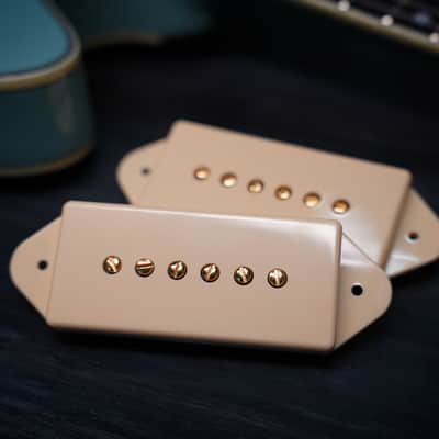 Aura™ P90 Dog Ear Pickup Set — Handwound | Alnico 2 | Warm Vintage Voice | Gold Poles | USA Boutique image 2