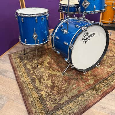 1960s Gretsch Progressive Jazz Outfit Blue Sparkle 20/12/14 w/ Matching 14x4 Snare image 3