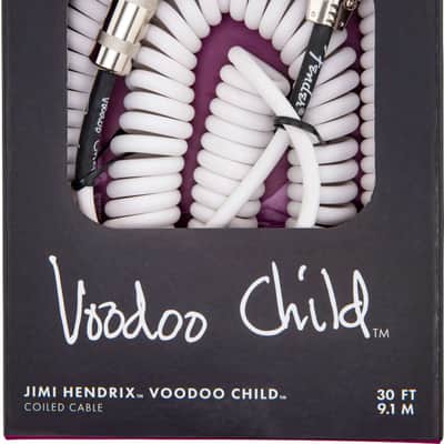 Fender Jimi Hendrix Voodoo Child Straight / Angle Coiled Instrument Cable - 30' 2010s - White image 1
