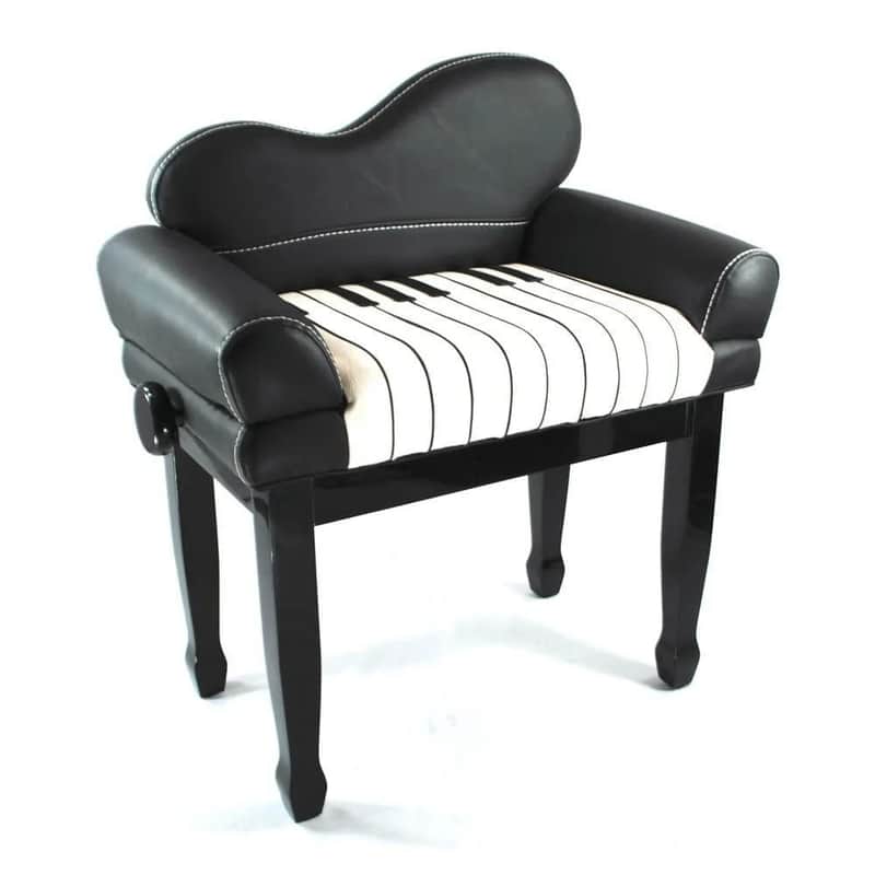 Frederick Designer Keyboard Bench - Leather and Black Polish image 1