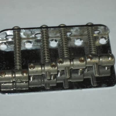 used lightly relic'd Fender Mexican P Bass Vintage Style BRIDGE full assembly Chrome (from 1994) also included is a used set of D'Addario bass strings image 17