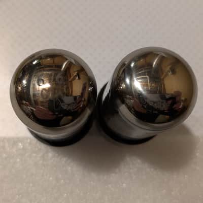 6V6GTA Sylvania NOS NIB Matched Pair Tubes Gray Glass Black Plate Silver Tops Top Halo Getter image 9