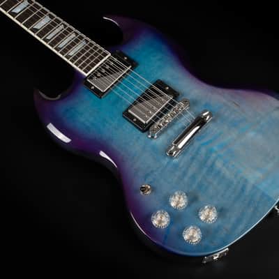 2021 Gibson SG Modern LH Left Handed - BBF Blueberry Fade | USA "AA" Flame Top Ebony Fretboard 24 Frets BurstBucker Pro Pickups Push Pull Coil Split 3.19kg | CoA OHSC image 5