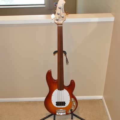 Music Man Stingray Fretless Bass Guitar- Orange Burst image 2