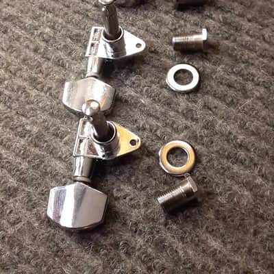 Ping Guitar Tuners (partial set: 2 bass side, 1 treble side) 1980's-1990's - Chrome image 5