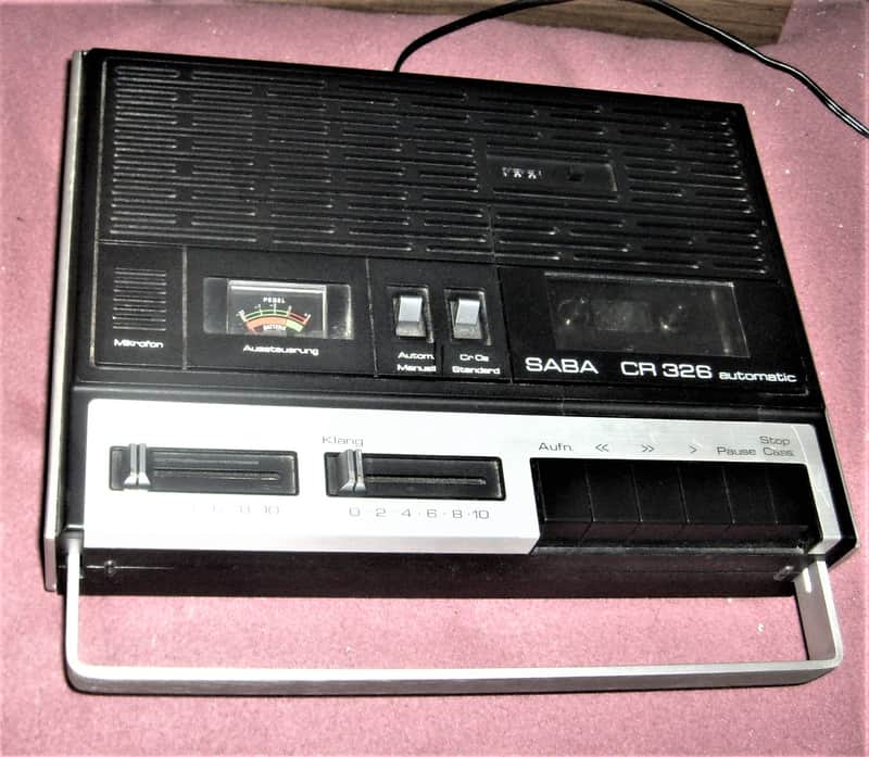 tragbarer KASSETTEN-REKORDER SABA CR 326 Automatik ~ ca.1976 ~ mit Service-Anleitung image 1