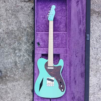 Custom Tele  Double binding Chamber body double binding surf green satin image 7