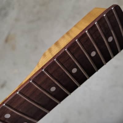 Flame Roasted Maple Strat Neck fits fender Stratocaster body 22 frets image 5