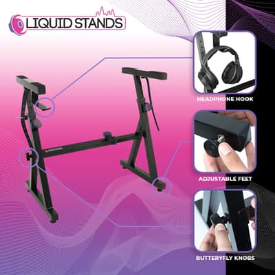 Liquid Stands Z Style Adjustable Piano Keyboard Stand - Fits 54-88 Key Electric Pianos (Black) image 4