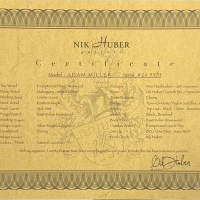 Nik Huber Guitars Adam Miller Signature Exceptional Top - Natural #65373 image 19