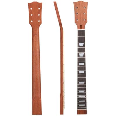 Electric Guitar Neck, 22 Fret Guitar Neck Mahogany Rosewood Fingerboard with Binding Inlay for Lp Guitar Replacement, with a Natural Finish and White Trapezoid Inlay image 1