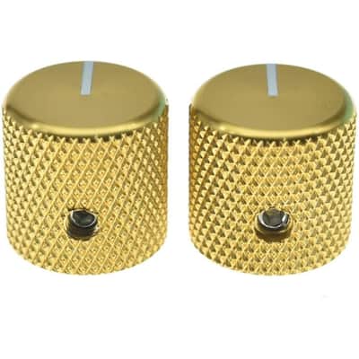 4pcs Aluminium Guitar/Bass Knobs Volume/Tone Control Knob 1/4" Metal Universal Potentiometer Pot Knobs with Set Screw and Indicator for Tele/Telecaster/P Bass Gold image 4