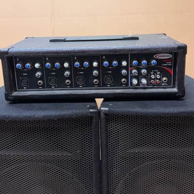 Harbinger HA120 120W 4-Channel Powered Mixer w/ Dual PA Speakers – Complete PA System - Used image 8