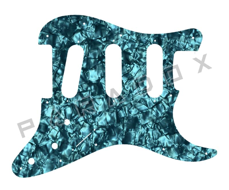 Custom Pickguard For 2000 - Present Made in America Fender Stratocaster Oversized Template with Burns Tri-Sonic Pickups - Aqua Pearl/Black/White/Black .090" image 1