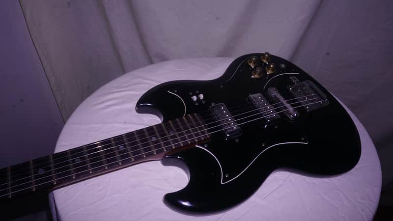 Vintage Black Lyle SG style electric guitar image 1